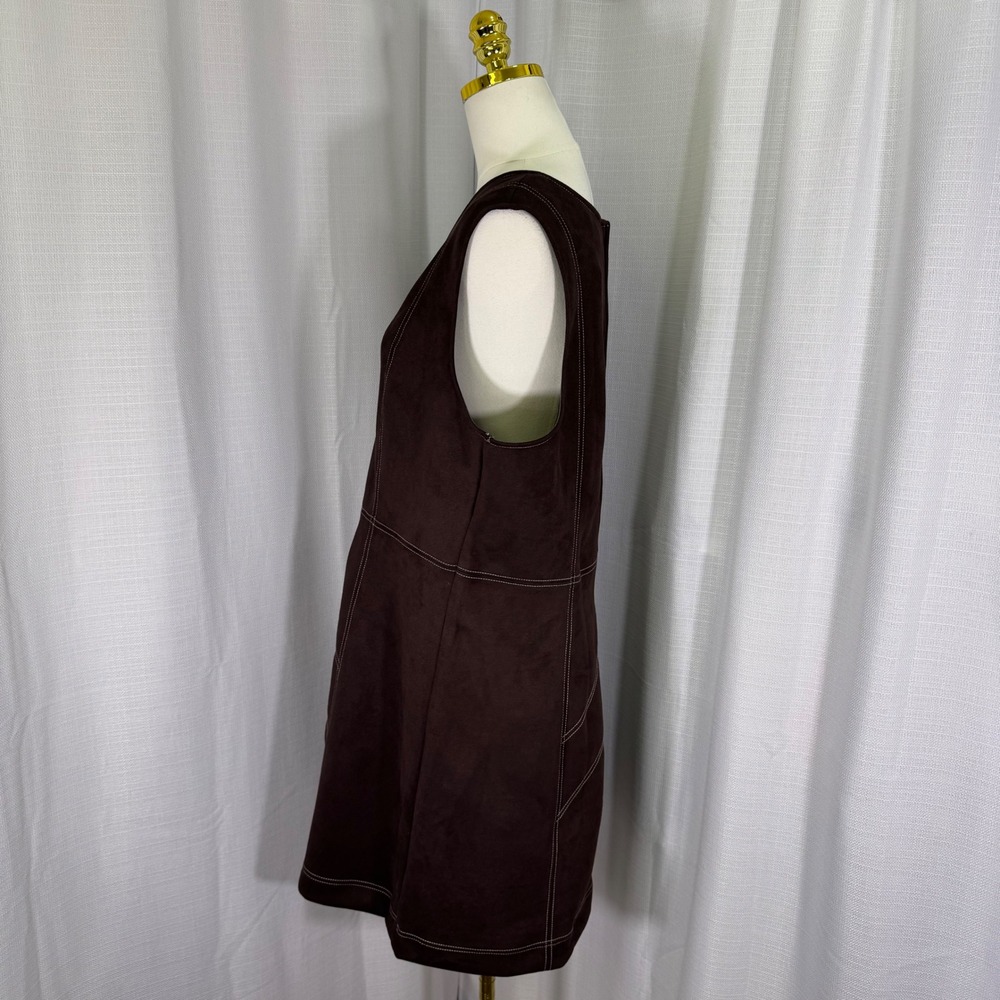 NEW Old Navy x Anna Sui‎ Vegan Suede Mini Dress Women XL Brown - Picture 16 of 16